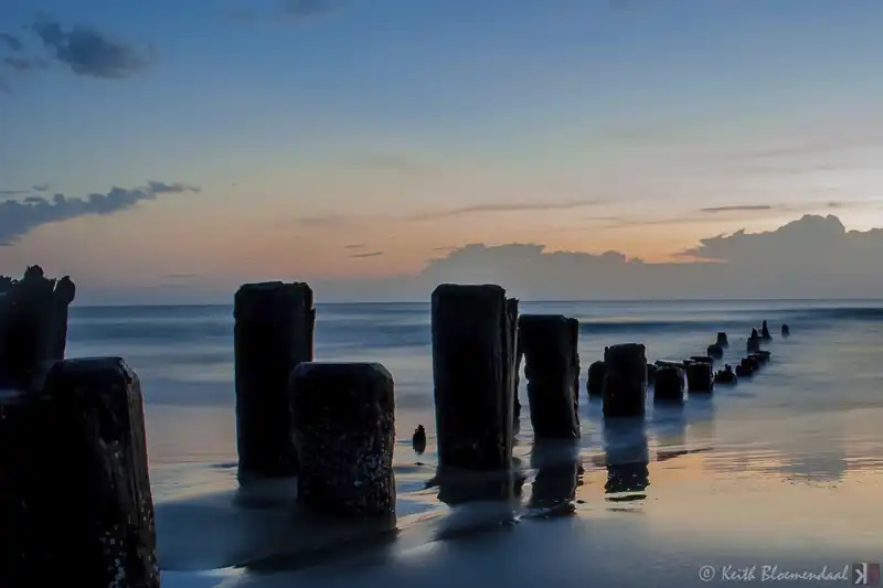 Your Dream Home: Carolina Beach, Kure Beach ocean sunset old pilings in water